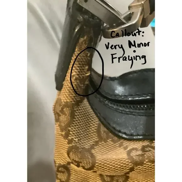 Authentic Gucci Vintage GG Canvas Bamboo Handle Hobo Bag - Picture 11 of 12